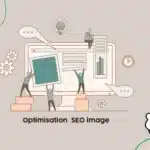 Illustration de l'équipe de Step Up, agence digitale à Madagascar, travaillant sur l'optimisation SEO et GEO des images pour le web.